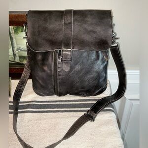 NWOT Bed Stu Jack Leather Crossbody Shoulder Bag Black Rustic Retail $245
